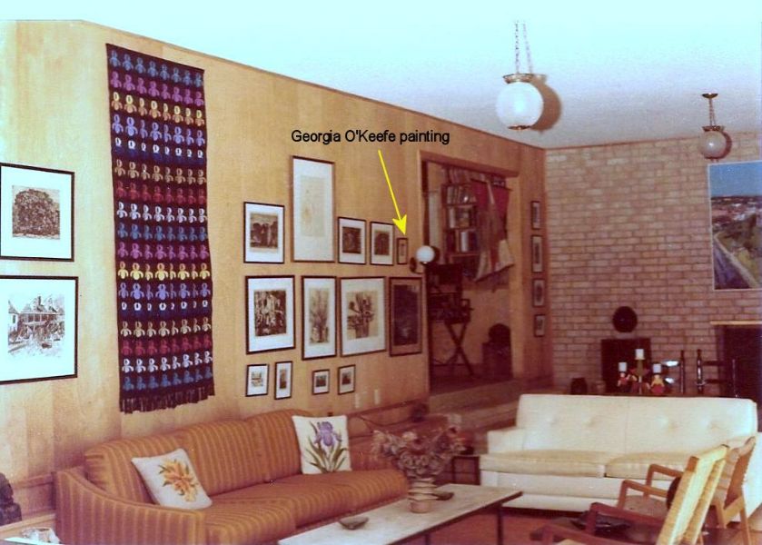 Rudi's living room with Georgia O'Keefe painting, 1978